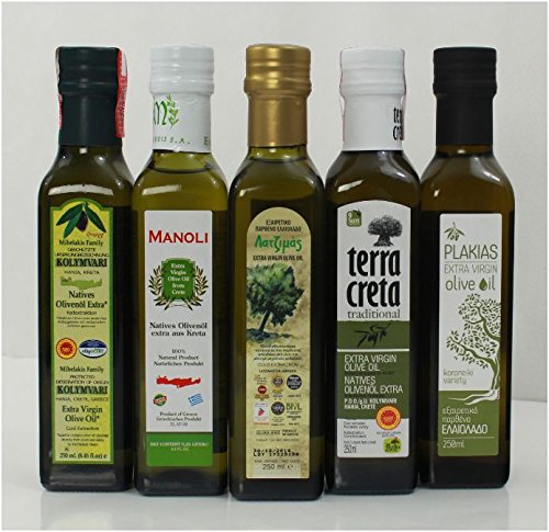 Olivenöl Probier Set aus 5 verschiedenen Olivenölen aus Kreta Griechenland Testset griechisches Oliven Öl 5 Öle probieren